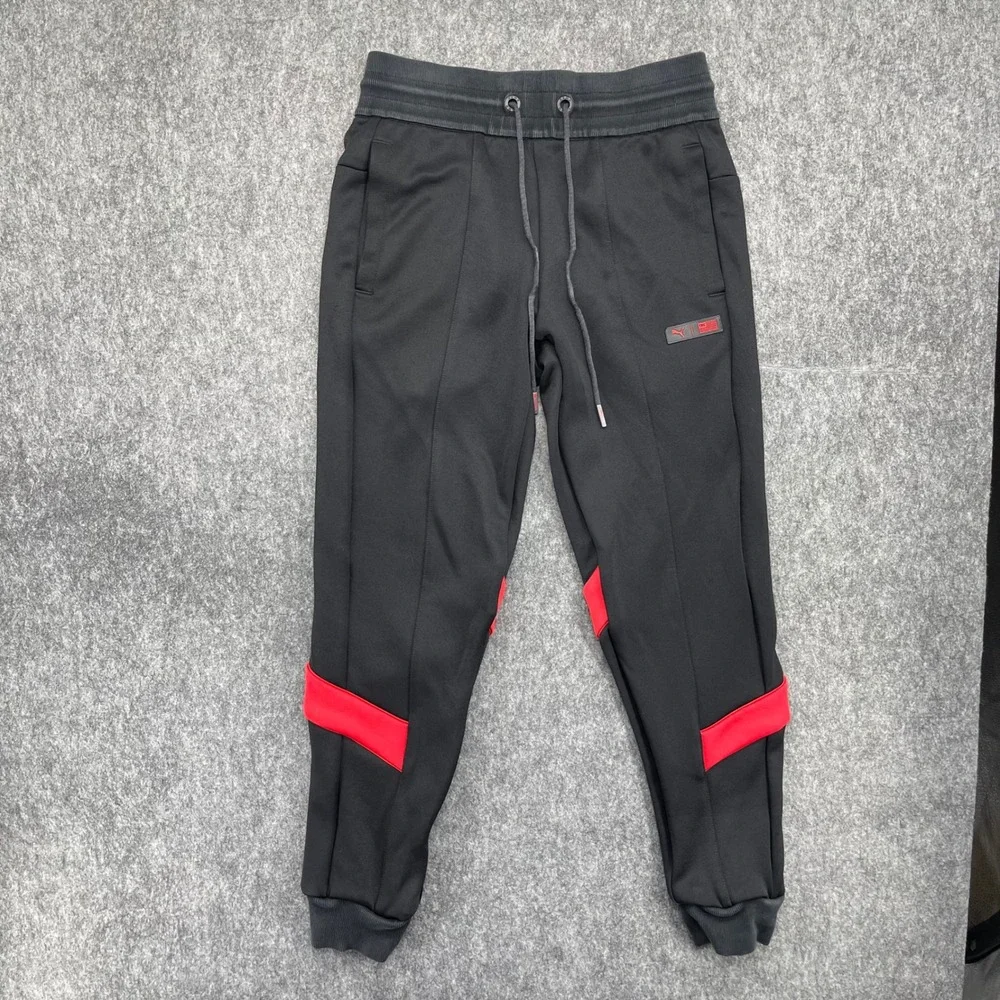 The Marathon Clothing Track Pants Mens Small  Black Red Joggers Puma TMC